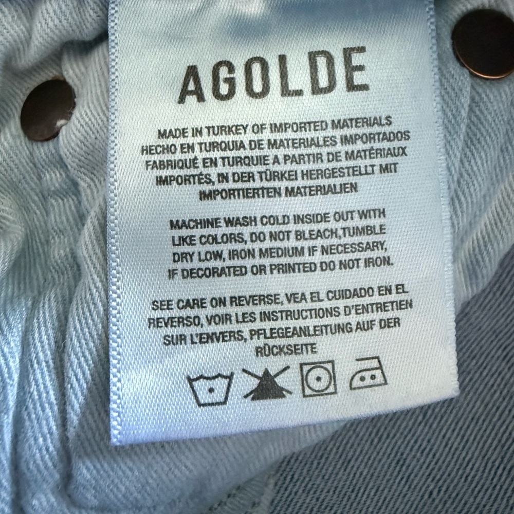 Agolde Slim Straight Light Wash Jeans Size 26 Button Fly - Picture 11 of 13
